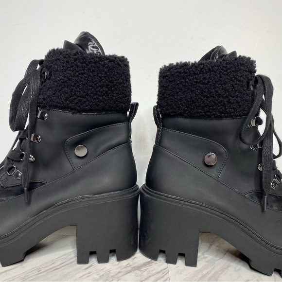 Steve Madden Northern Faux Fur Black Heeled Boot 9M - Picture 8 of 14